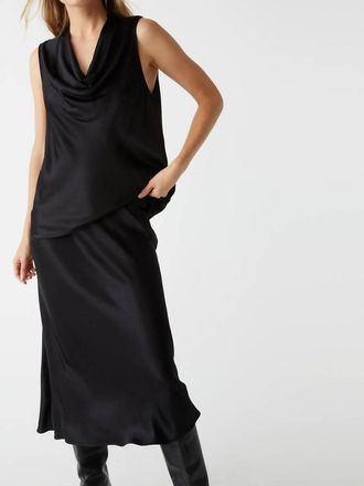 Michael Stars Womens Leila Bias Satin Cut Skirt In Black