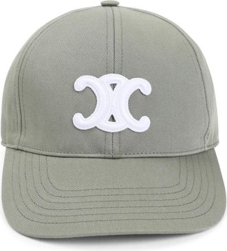 Celine Celine, Accessoires, Dames, Groen, S, Katoen, Triomphe Baseballpet Katoen Polyester Mix