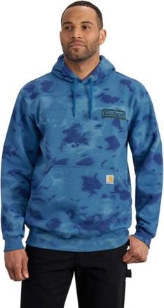 Carhartt Work in Progress Hoodie Mens Horizon Blue Watercolor Camo Graphic Loose Fit POSH067