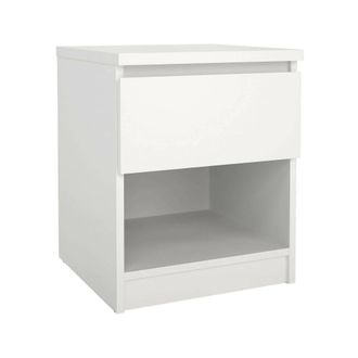 Dmora Dmora - Mesa De Noche Scolastica, C&oacute;moda Baja, Mesilla De Noche, Estante De La Cama, 40x40 H50 Cm, Blanco