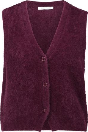 Betty & Co Truien & Vesten, Dames, Paars, L, Leer, Gebreid vest met knoopsluiting