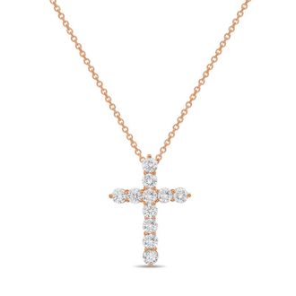 Diana M. Jewels 14kt Rose Gold 3.00 cts Lab Grown Round Diamond Cross Pendant