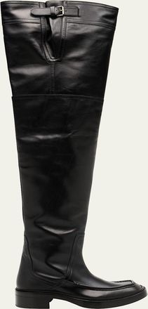 Saint Laurent Mens Joe Leather Over-The-Knee Boots