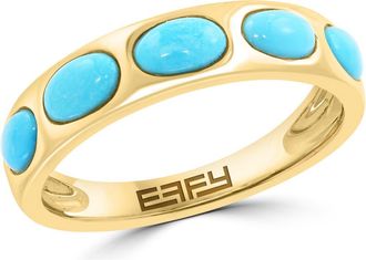 Effy 14K Yellow Gold Turquoise Cabochon Band Ring in 14K Gold at Nordstrom, Size 7
