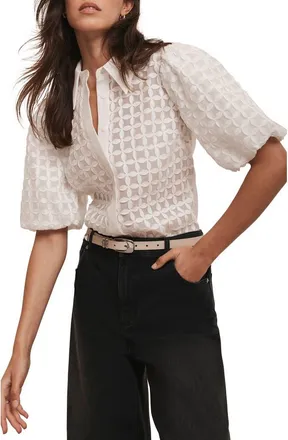 Mint Velvet Applique Petal Shirt in Neutral at Nordstrom, Size Medium