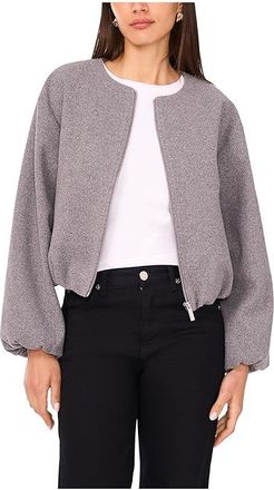 Vince Camuto Cropped Long Sleeve Bubble Jacket Womens Jacket Medium Heather/Grey : LG, Polyester/Viscose