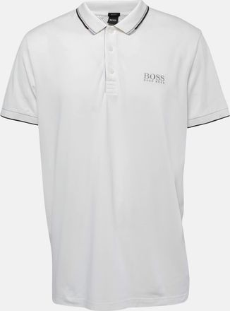 HUGO BOSS Boss By Hugo Boss White Logo Embroidered Knit Regular Fit Polo T-Shirt