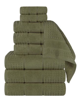 Superior 9Pc Zero Twist Cotton Waffle Honeycomb Plush Soft Absorbent Towel Set