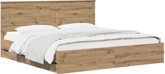 vidaXL Bed Frame With Storage And Headboard Artisan Oak 180 X 200 Cm Vidaxl