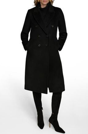 DKNY Tailored Double Breasted Wool Blend Coat in Black at Nordstrom, Size X-Large