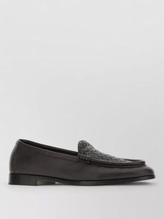 Bottega Veneta leather silenzio loafers featuring woven detail