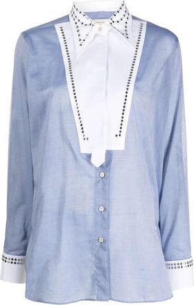 Wales Bonner Blauwe Katoenen Chambray Studs Overhemd - Dames - Overhemden - Blauw - XS - Katoen - Overhemden