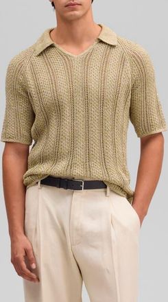 Nn.07 Cale Johnny Collar Sweater Polo in Beige/Sea Spray at Nordstrom, Size Xx-Large