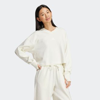 adidas Sweatshirt ADIDAS SPORTSWEAR W ALL SZN L SWT, Damen, Gr. XL, weiss (sanftes wei&szlig;), Obermaterial: 58% Baumwolle, 40% Polyester, 2% Elasthan, V-Ausschni