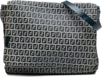 Fendi Pre-owned Vintage Canvas Crossbody Tas - Dames - Vintage Schoudertas - Grijs - ONE Size - Vintage