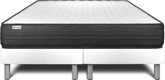 VITALIT Vitalit - Base Tapizada Blanco + Colch&oacute;n Con Espuma Viscoel&aacute;stica 2x90x200