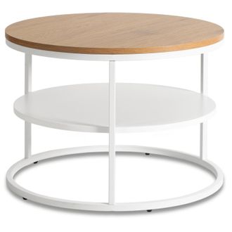 OEM Mesa De Centro Con Estante, La Mejor De 70 Cm, Roble/blanco, Estilo Escandinavo