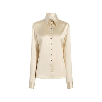 Khaite Camisa de Cuello Alto con Botones - Blouses & Shirts - Mujer - Beige - S