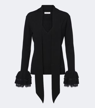 Nina Ricci Lace-trimmed wool-blend top