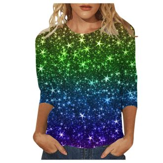 Generic Womens Sparkly Tops 3/4 Sleeve Ladies Evening Tops Plus Size Evening Tops Party Tops Glitter Tops Long Sleeve Sequin Top Sparkly Tops Party Clothes Cl