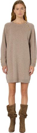 Gerard Darel Loma Button-Shoulder Knitted Dress in Sand at Nordstrom, Size X-Large