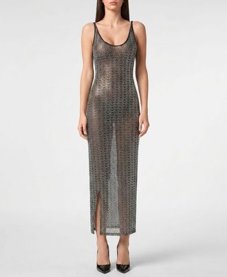 Philipp Plein Abito midi in jersey con monogram