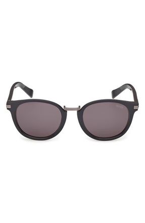 Ermenegildo Zegna 51mm Round Sunglasses in Asphalt Grey/Ruthenium Trim at Nordstrom