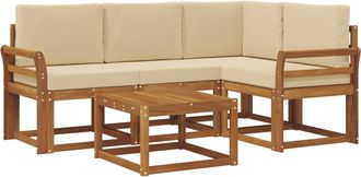 vidaXL Conjunto De Sof&aacute;s De Exterior 5 Uds. Natural Y Beige Vidaxl
