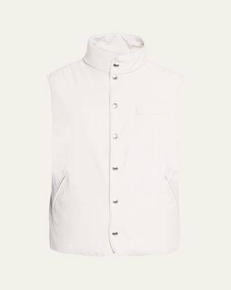 Brunello Cucinelli Mens Nylon Snap-Front Down Vest