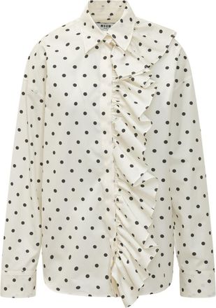 Msgm White Regular Polka Dot Shirt