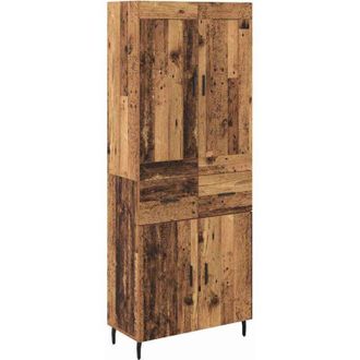 vidaXL Highboard with Drawer 2 pcs Old Wood Engineered Wood and Glass vidaXL