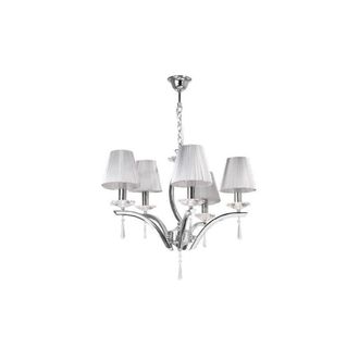 Netlighting ORCHESTRA 5 Light Chandeliers Shades Chrome K9 Crystals Fabric 60x50cm in Grey | Size: 60x50 cm
