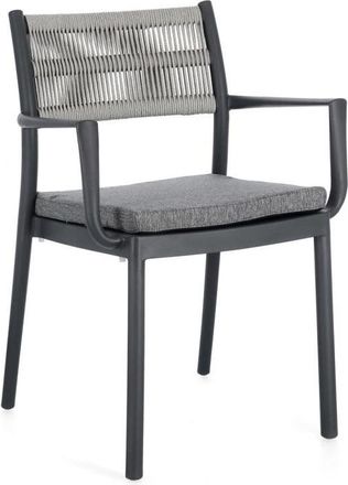 BIZZOTTO Hochwertiger, stapelbarer Outdoor Stuhl Alvin mit Armlehnen - Anthrazit/Hellgrau