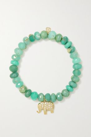 Sydney Evan Bracciale In Oro 14 Carati, Crisoprasio E Diamanti Elephant