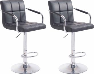Clp Clp - Set De 2 Taburetes Lucy V2 En Simil Cuero Negro Cromado