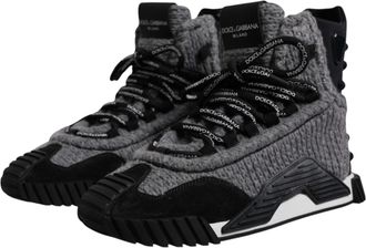 Dolce & Gabbana Womens Gray Black Ns1 High Top Boots Sneakers Shoes And Nylon