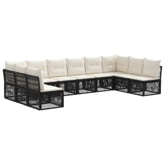 vidaXL Conjunto De Sof&aacute;s De Jard&iacute;n 10 Pcs Negro Rat&aacute;n Sint&eacute;tico Vidaxl