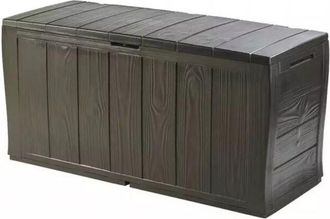 Keter baule da esterno sherwood in resina marrone effetto legno 270 lt 117x45x58 cm
