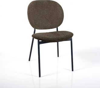 Oresteluchetta Set 2 sillas apilables tejido marr&oacute;n, patas negras 81x47x58 cm
