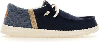 Hey Dude Schoenen, Heren, Blauw, 44 EU, Linnen, Wally Funk Summer Stitch
