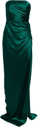 Michelle Mason strapless gathered silk gown - women - Silk - 0 - Green