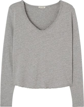 American Vintage T-shirt con scollo a V - Grigio