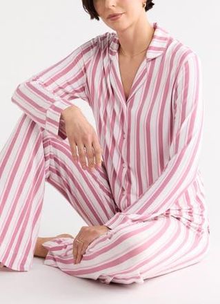 Nordstrom Rack Tranquility Long Sleeve Shirt & Pants Pajamas in Pink Leisure Stripe at Nordstrom Rack, Size X-Small