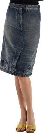 Balenciaga Deconstructed Midi Denim Skirt, Brand Size 36 (US Size 6)