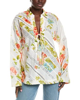 Hemant & Nandita Drop Shoulder Linen-Blend Tunic