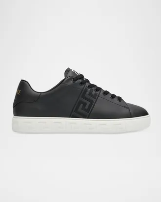 Versace Men & apos;s La Greca Leather Low-Top Sneakers