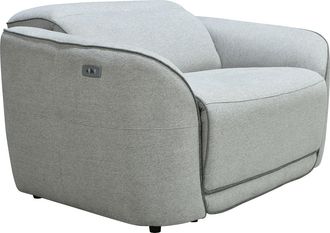 Vente-Unique Sill&oacute;n reclinable el&eacute;ctrico de tela gris claro OZARTO