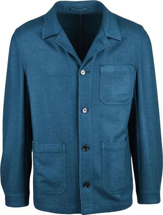 L.B.M. 1911 Shirt Jacket in Deep Blue Wool-Polyester Blend