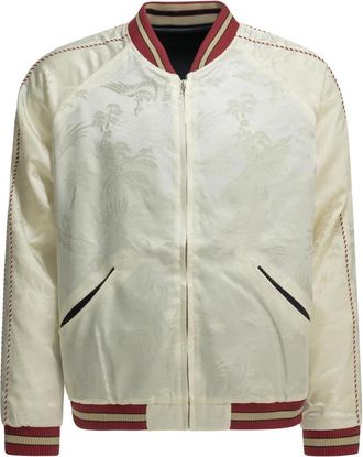 Beams Plus Oriental Reversible Bomber Jacket - Heren - Bomber jackets - Wit - L - Katoen - Jassen