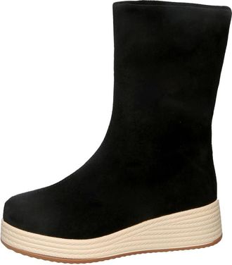 Generic Womens Round Toe Platform Wedge Espadrilles Ankle Boots Slip On Comfort Casual Winter Outdoor Walking Shoes (7.5,Black)